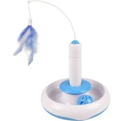 Flamingo Jouet Chat Plaque Plume Et Balle 20x20x29cm