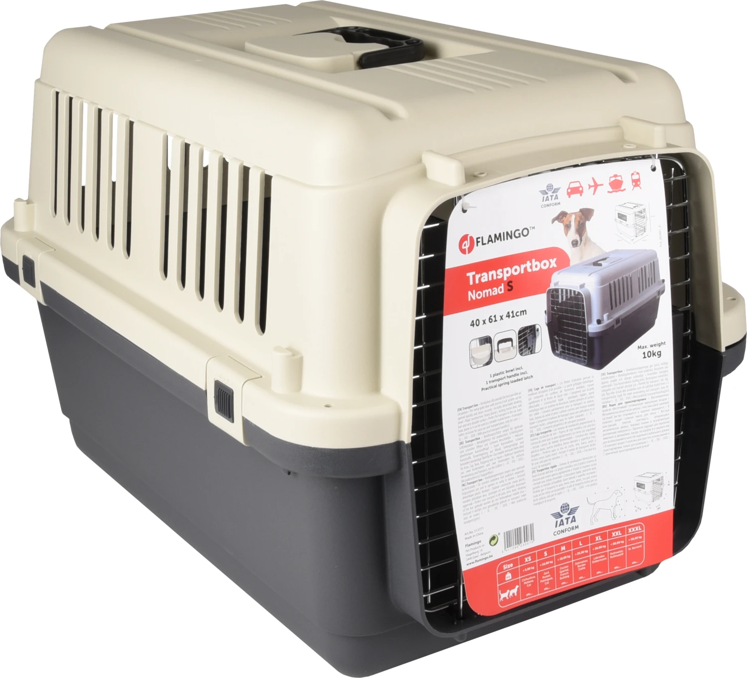 Flamingo Cage De Transport Nomad Gris S 40x61x41cm 4 Flamingo Cage De Transport Nomad Gris S 40x61x41cm – Image 2