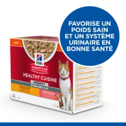 HILL'S SCIENCE PLAN HEALTHY CUISINE MIJOTÉS POUR CHAT ADULTE STÉRILISÉ AU POULET ET AU SAUMON 12X80G -Flamingo || ROYAL CANIN || Trixie Soldes Boutique Hills science plan chat adult sterilised cat healthy cuisine mijotes sachet repas poulet saumon 12x80g 3 FR